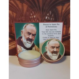 St. Padre Pio Solid Holy Relic Balm with Laminated Prayer Card