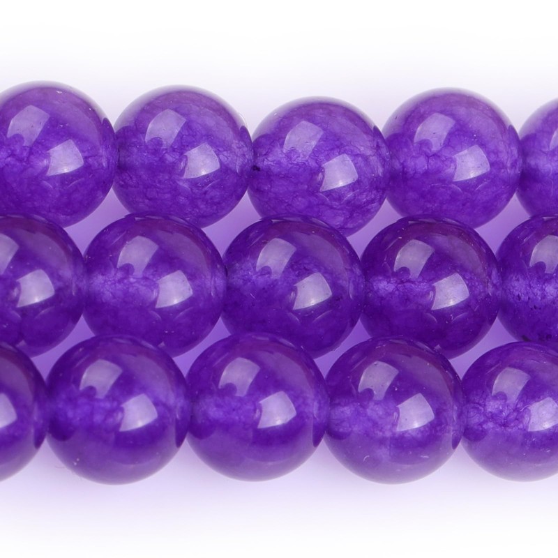 GEM-Inside Natural 8mm Dark Purple Jade Round Gemstone Semi Precious