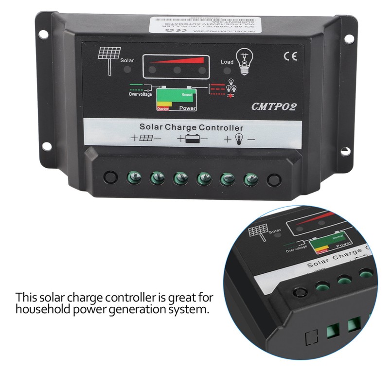Portable Safety 30A 12/24V Solar Panel Battery Regulator Charge Charging
