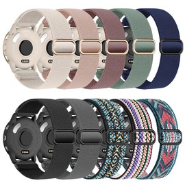 Laband 10 Pack Stretchy Nylon Watch Band Compatible with Garmin Venu 3S/Venu 2S/Vivoactive 4S/Vivomove 3S/Forerunner 255S/Forerunner 265S,18mm Loop Elastic Fabric Adjustable Sport Strap for Women Men