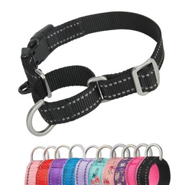 YUDOTE Reflective Martingale Dog Collars, Escape Proof Anti-Pull Training Collar with Safety Quick Release for Narrow Head Dogs Makes Walking Easier, Extra Small, Black