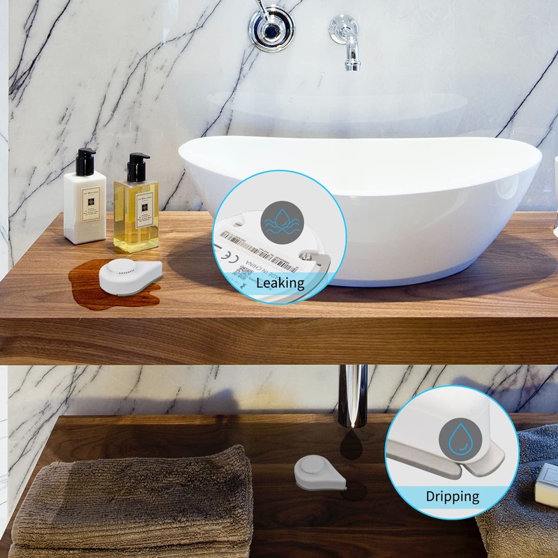 THIRDREALITY Zigbee Water Leak Sensor with Dripping Detection,120dB Alarm,App Notifications