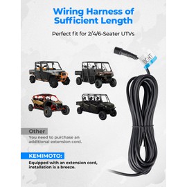 KEMIMOTO UTV Blinker Kit, UTV ATV Turn Signal Kit with Rocker Switch, Universal Plug & Play Street Legal Kit Compatible with Can-Am Defender X3, Polaris Ranger RZR General, Pioneer, Kawasaki, CFMOTO