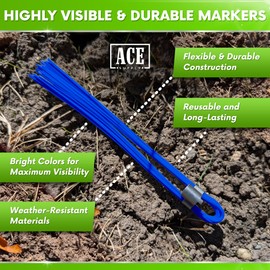 ACE Supply Blue Marking Whiskers - 25 Pack - Durable Marking Whisker Set - Use Survey Whiskers As Survey Stakes, Construction Markers, Or Trail Markers