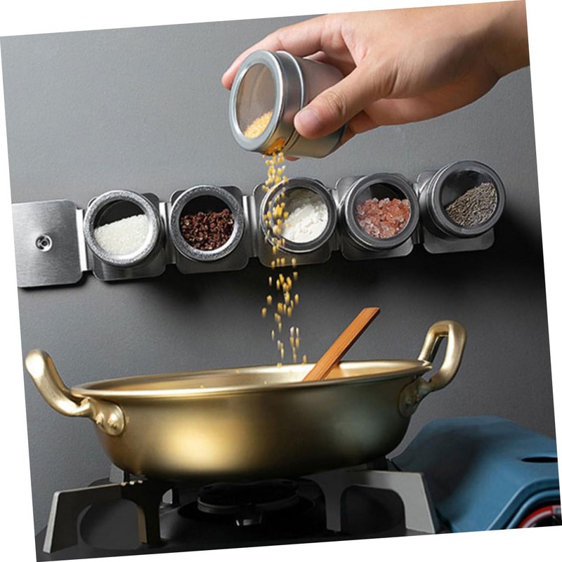 KICHOUSE Modern 6pcs Stainless Steel Spice Tin Magnetic Salt Pepper