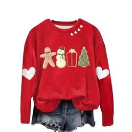 Fuyxxmer Merry Christmas Sweatshirts for Women Santa Claus Christmas Trees Graphic Xmas Pullover Tops