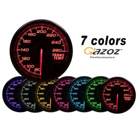 GAZOZ PERFORMANCE 52mm Transmission Trans Temp Gauge Kit 7 Color LED Electrical Peak Smoke Lens