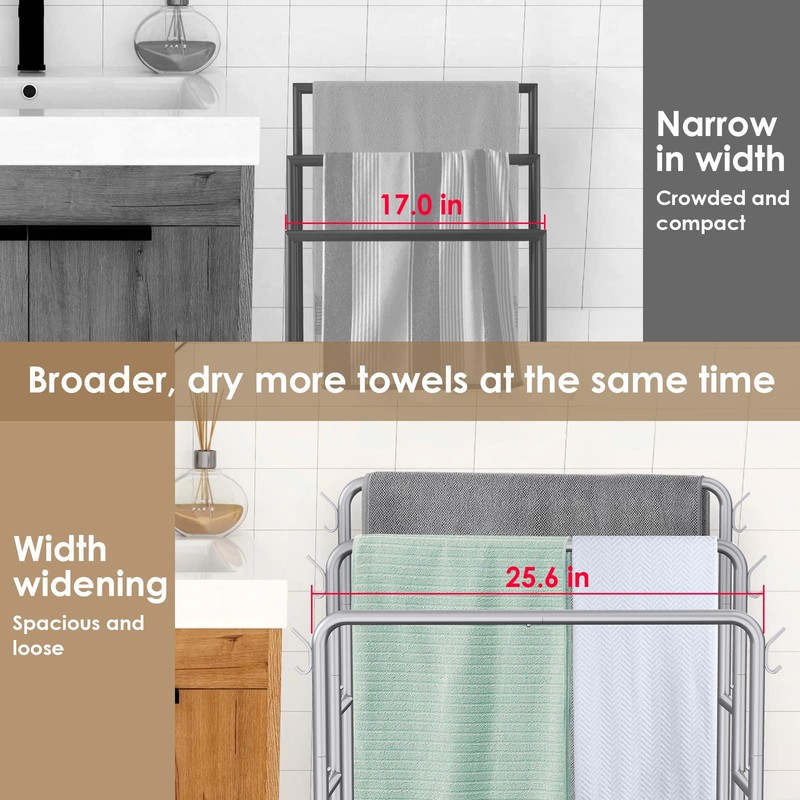 40" H Free Standing Towel Rack with 2 Storage Baskets
