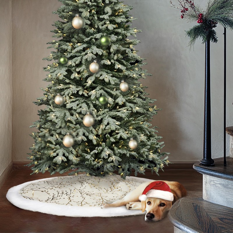 Christmas Tree Skirt, 47 Inch (120cm) Extra Wide White Plush