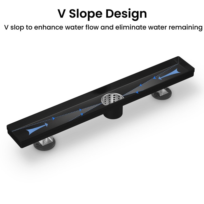 EXF Linear Shower Drain 30 Inch Matte Black with Reversible