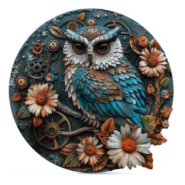Wooden Puzzle for Adults, 200 Pieces 11.49" x 11.49" Retro Owl Puzzle, Wooden Jigsaw Puzzles with Exquisite Box, Unique Animal Shape Wood Cut Puzzles for Family Friend Puzzle Lovers