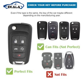 EKALA for GMC Chevy Key Fob Cover Case with Keychain, Soft TPU Key Case Shell Fit for Chevy Cruze Camaro Malibu Equinox Impala Buick GMC 5 Buttons Flip Folding Key Fob Shell (CL-Chv-5F-P)