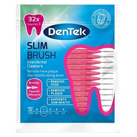 DenTek - Slim Brush Interdental Cleaners - Tapered Bristles - Unflavoured - 32 Per Pack - Iso 1 (0.45Mm)