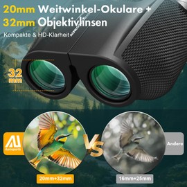 Aurosports 12 x 32 Binoculars for Adults - Binoculars Small Children with Superior Clarity - Compact Binoculars High Definition Ideal for Bird Watching Travel Hunting Concerts