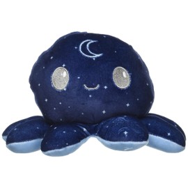 TeeTurtle 4 Inch Reversible Plushie - Cute Kawaii Blue Day and Night Octopus - Soft Stuffed Animal