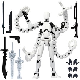 Already Assembled T13 Action Figure Accessories,Dummy 13 T13 Multi-Jointed Movable,for Collectors Desktop Decorations t-13 Movability 3D Printed Toys (White, 5.5 Inch)