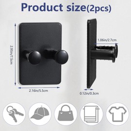 2 Pcs Razor Holder for Shower, Shaver Holder Hanger Hooks for Bathroom, Damage Free Wall Hooks for Razor Shaver Loofah (Black)
