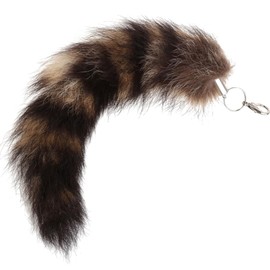 KERDEJAR Raccoon Coat Tails Keyring Keyring Gift, As pictured.