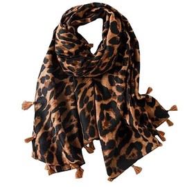 ONE LIMITATION SF002 Women's Scarf, Large, Leopard Print, Animal Casual, Stole Scarf