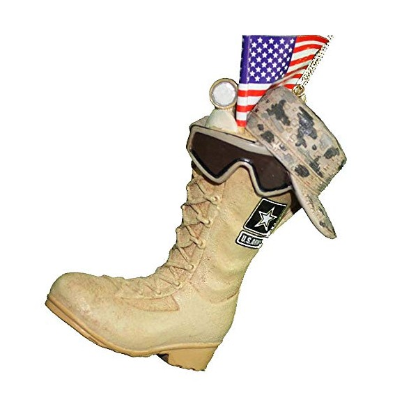 Kurt Adler U.S. Army Boot with U.S.A Flag and Icons