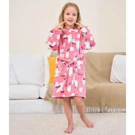 Kids Bathrobes Toddler Cartoon Animal Robe Boys Unicorn Gifts for Girls Bathrobe Flannel Nightgown Children Sleepwear Pajamas 8-9 years