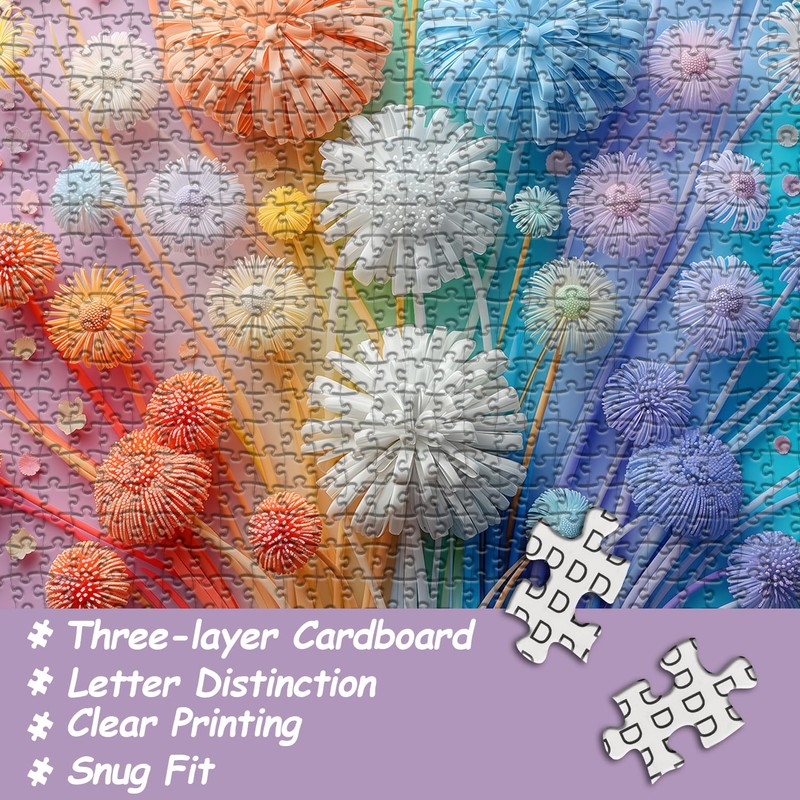 Flower Puzzles for Adults 1000 Pieces, Impossible Floral Puzzles, Colorful