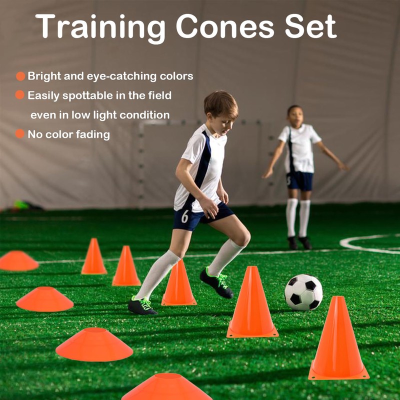 Soccer Cones Set, 12Pcs 9" Cones Sports with 30Pcs Disc