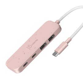 j5create 4-in-1 Pink USB-C to 4-Port Type-A & Type-C Hub(Eco-Friendly), 10 Gbps USB-A x 2 & 10 Gbps USB-C x 2, Compatible with MacBook Pro, MacBook Air, iPad, Mac Mini (JCH342EC)