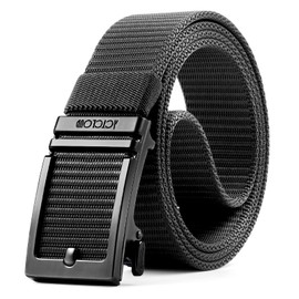 ACTCLOUD Ratchet Belts for Men, Tactical Gun Belt Nylon Web Golf Belt with Automatic Slide Buckle (M-for Waist 36"-42" (Length 49"), Black)