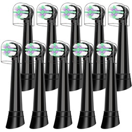 10 Pcs Replacement Toothbrush Heads Compatible with Oral B iO, Brush Heads Compatible with Oral B iO 3/4/5/6/7/8/9/10 Series Electric Toothbrushes (Black)