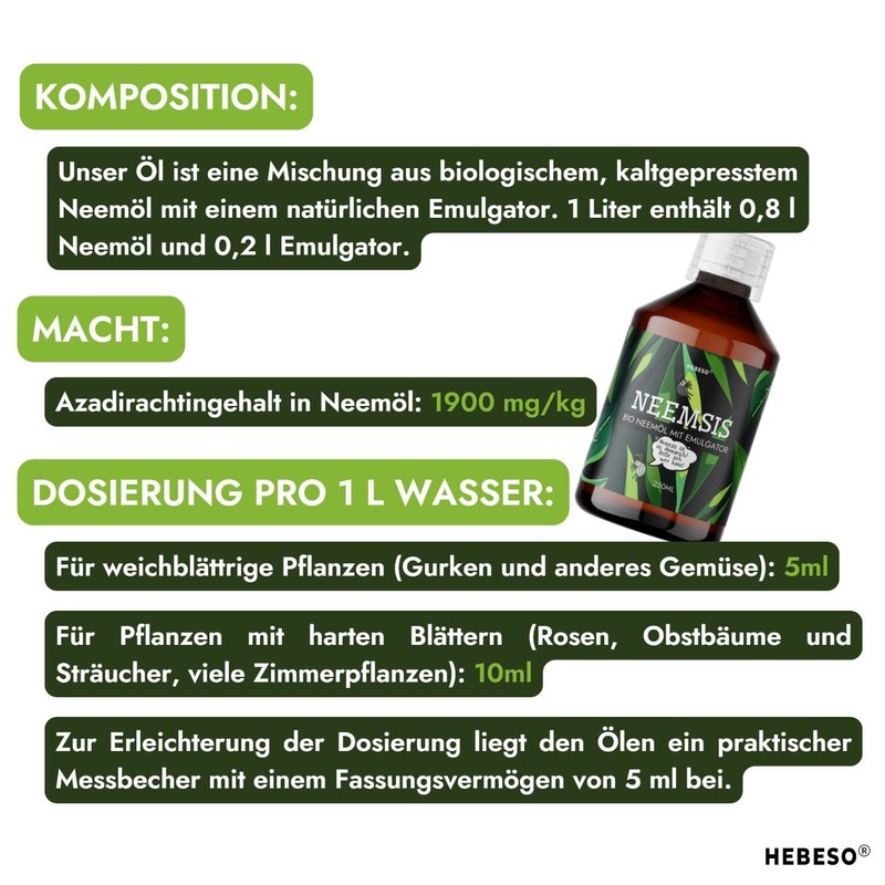 HEBESO® NEEMSIS Organic Neem Oil with Natural Emulsifier, Ready to