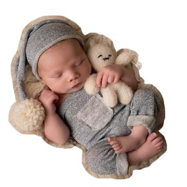 Zeroest - Trajes de fotografía para recién nacidos, gorros para bebés recién nacidos, para sesiones de fotos, fotos de recién nacidos (gris plateado)