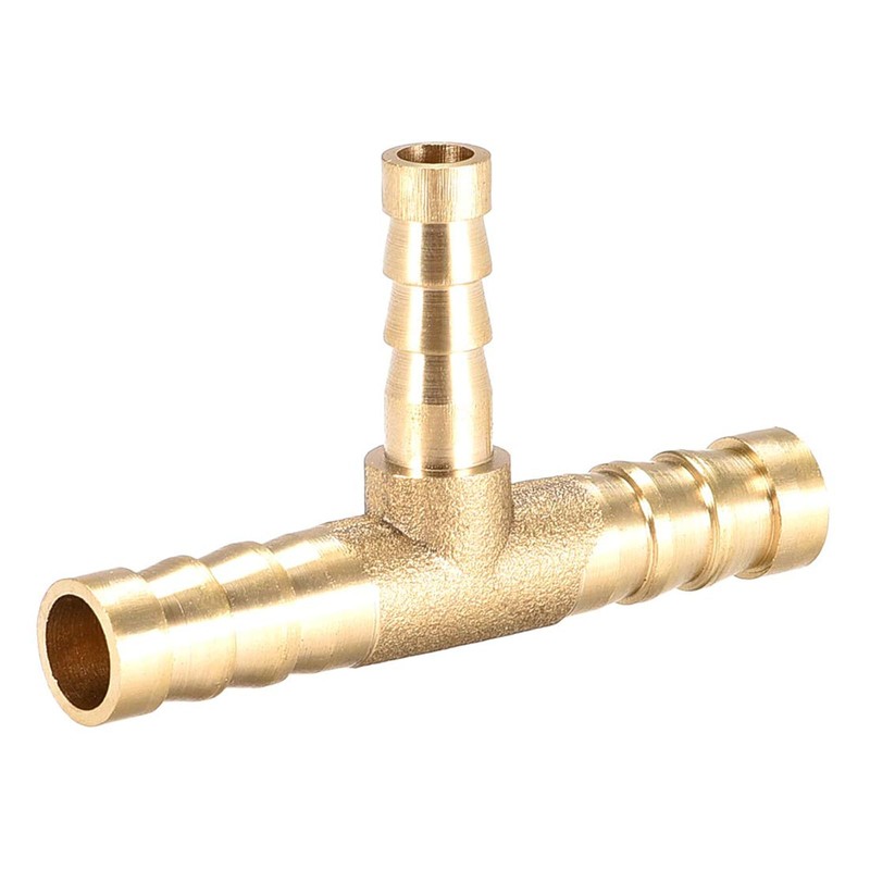 TA-VIGOR Tee Brass Barb Reducer Fitting, 3 Way Splitter Connector