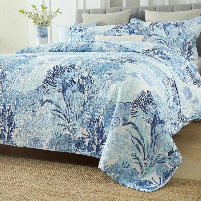 Autumn Dream Cotton Coastal Bedspread Quilt Sets Reversible Bedding Coverlet