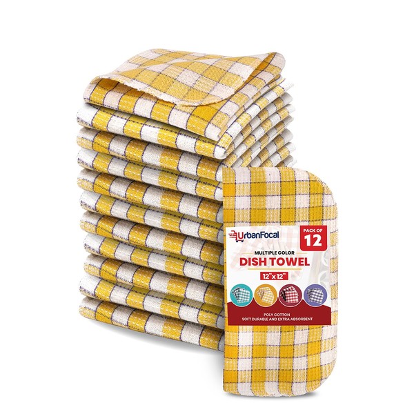 UrbanFocal Polycotton Kitchen Dish Towels 12 Pack - Dish Cloths