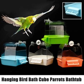 Hanging Bird Bath Cube Parrots Bathtub Bath Shower Box Cage Accessory For Little Bird Cana