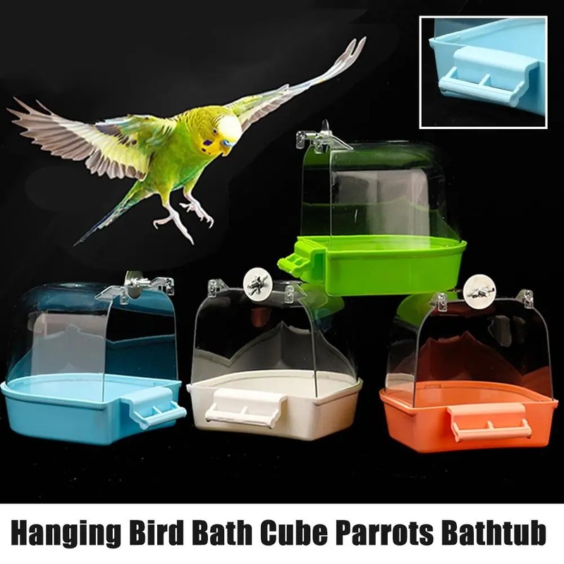 Hanging Bird Bath Cube Parrots Bathtub Bath Shower Box Cage