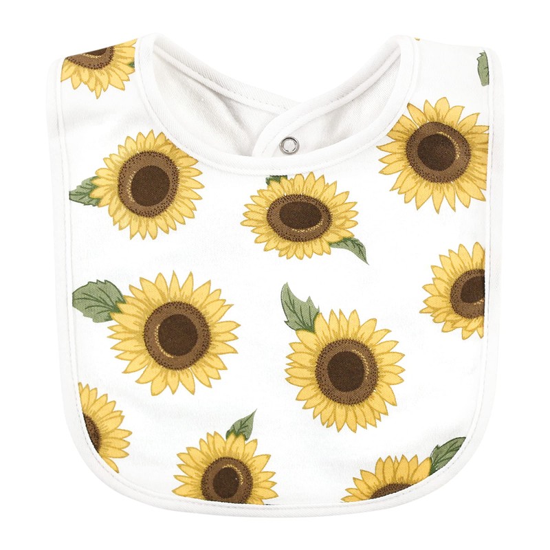 Hudson Baby Unisex Baby Cotton Bibs, Sunflower, One Size
