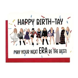 Happy Birth-Tay Card, Swift Fan Birthday Card, Fun Pop Culture-Inspired Birthday Card for Eras Music Lovers, Popstar Inspired Birthday Card (Eras)
