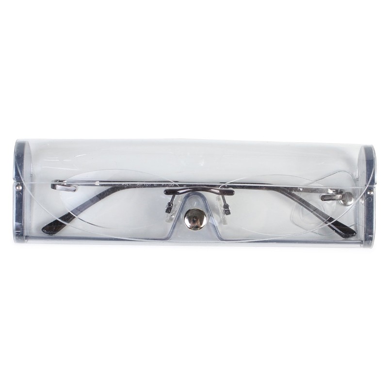 エール 老眼鏡 1.0 度数 メンズ フチなし バネ蝶番 グレー AF101S