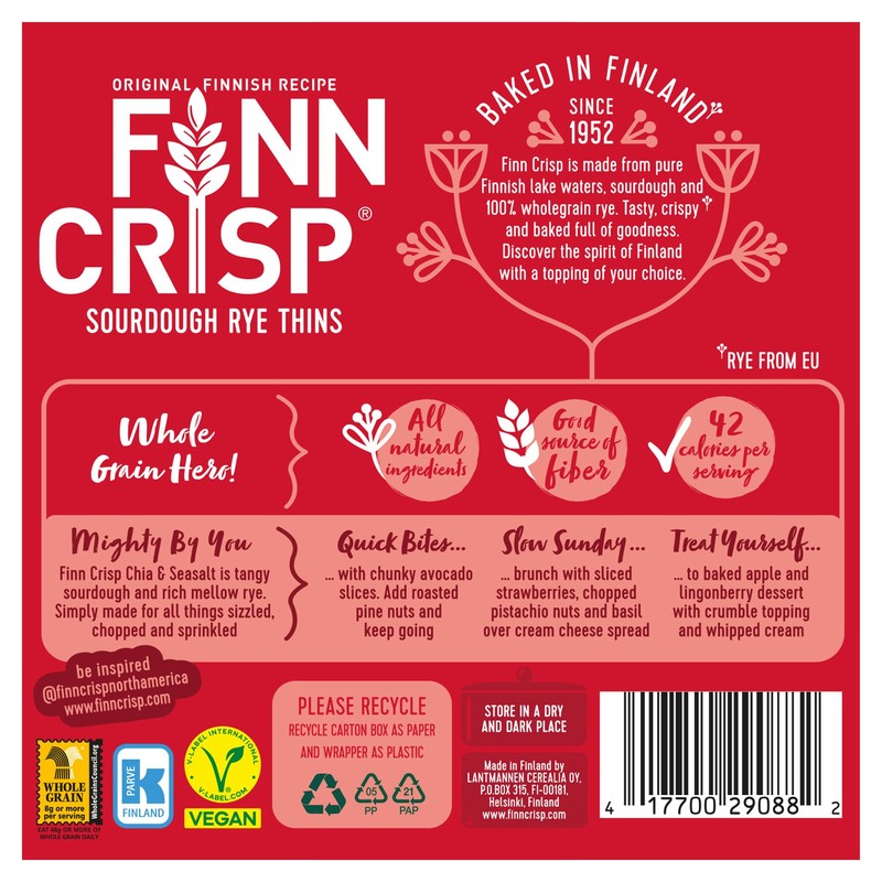 Finn Crisp Chia Seed Sourdough Rye Thins Crispbread, 6.8 Ounce