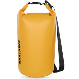 MARCHWAY Floating Waterproof Dry Bag Backpack 5L/10L/20L/30L/40L, Roll Top Sack Keeps Gear Dry for Kayaking, Rafting, Boating, Swimming, Camping, Hiking, Beach, Fishing (Deep Yellow, 30L)