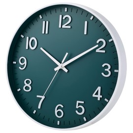 HZDHCLH Radio-Controlled Clock 30 cm Large Dial Wall Clock Silent Suitable for School Home Wall Decoration (Dark Green)