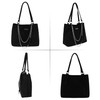 Womens Rhinestones Shoulder Tote Bag Faux Suede Crystal Glitter Handbag