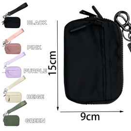 The Iris' Wallet 2nd Gen, 6×3.6" The Iris Pouch Wristlet, Zippered Card Case With Id Window/Hand strap (beige)