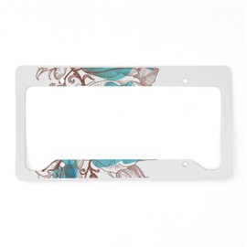 CafePress Pretty Floral License Plate Holder Aluminum License Plate Frame, License Tag Holder
