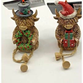 Hobby Lobby NEW HOBBY LOBBY HIGHLAND COW SHELF SITTING 5" ORNAMENTS X 2 FREE SHIP