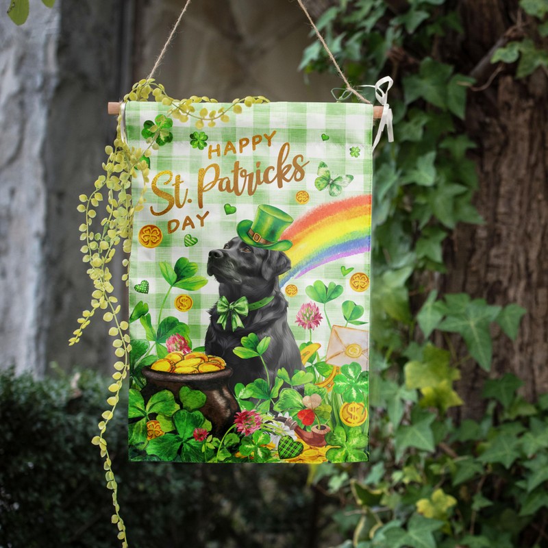 Black Lab St Patricks Day Garden Flag Labrador Dog St