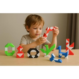 GIFTRIX Magic Snake Cube Toy 24 Blocks Pack of 12 Puzzle Fidget Twist Snake 3D Puzzles for Kids Adults Mini Speed Cubes Party Bag Filler Travel Game Birthday Party Supplies Toy (6 Pack)