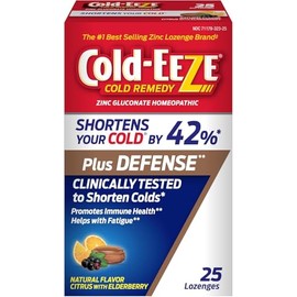 COLD-EEZE Plus Defense Natural Citrus with Elderberry Zinc Lozenges, Homeopathic Cold Remedy, Shortens Common Cold Symptoms, Promotes Immune Health wi